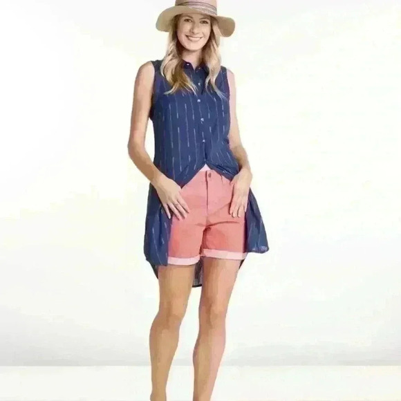 Toad&Co Organic Cotton Dress Womens S Indigo Ridge Sleeveless Button Up Pockets - Picture 2 of 14